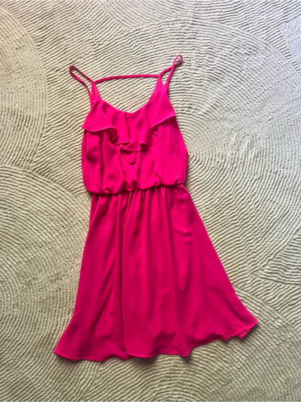 Lush Hot Pink Ruffle Mini Dress
